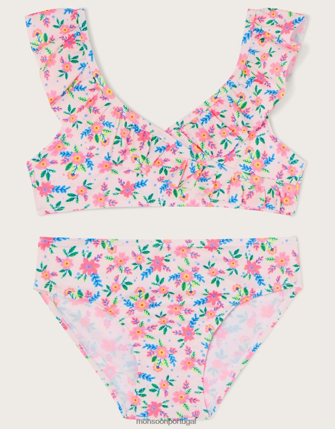 roupas conjunto de biquíni ditsy spot wrap Monsoon garota marfim RPLH8F1999