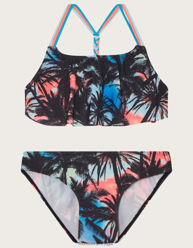 roupas conjunto de biquíni ombre com babado palma Monsoon garota multi RPLH8F1705