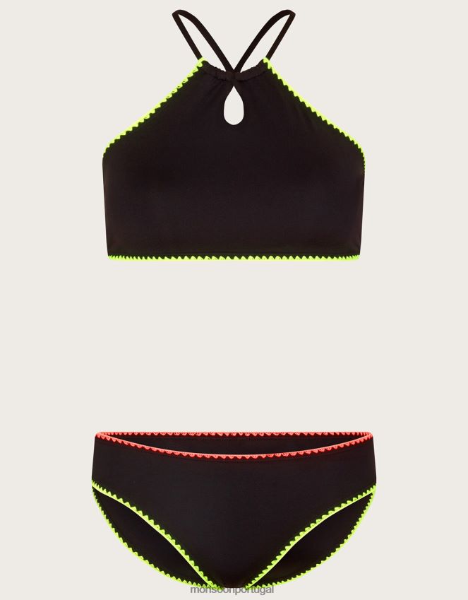 roupas conjunto de biquíni recortado Monsoon garota preto RPLH8F1895