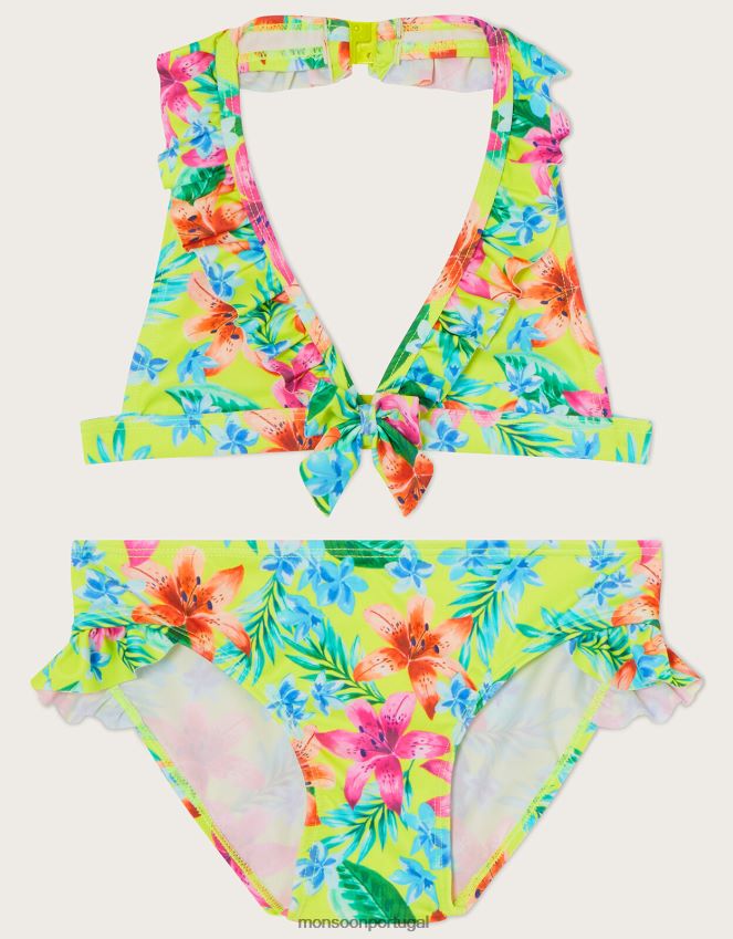 roupas conjunto de biquíni triangular tropical Monsoon garota verde (limão) RPLH8F1615