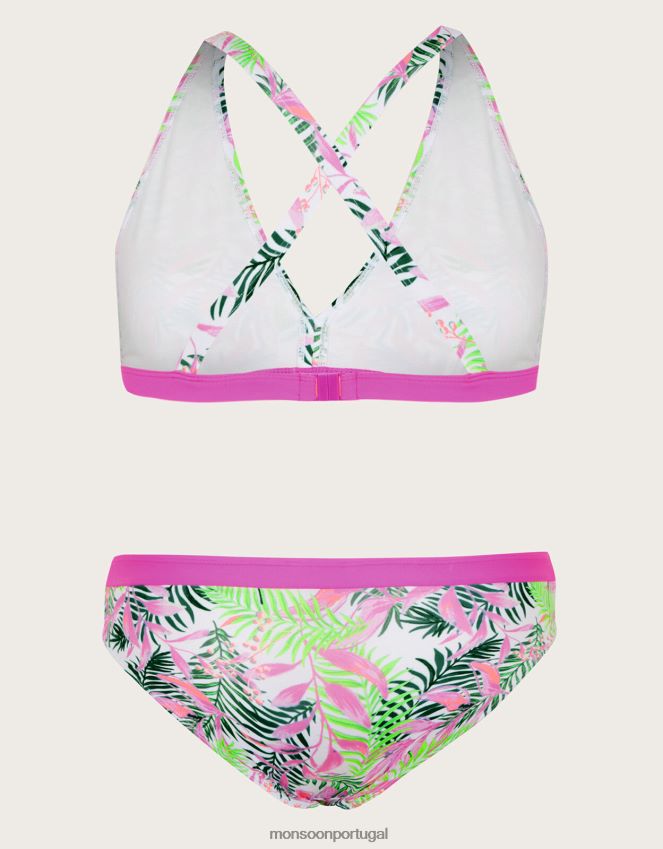 roupas lindo conjunto de biquíni triangular com palma Monsoon garota marfim RPLH8F1957