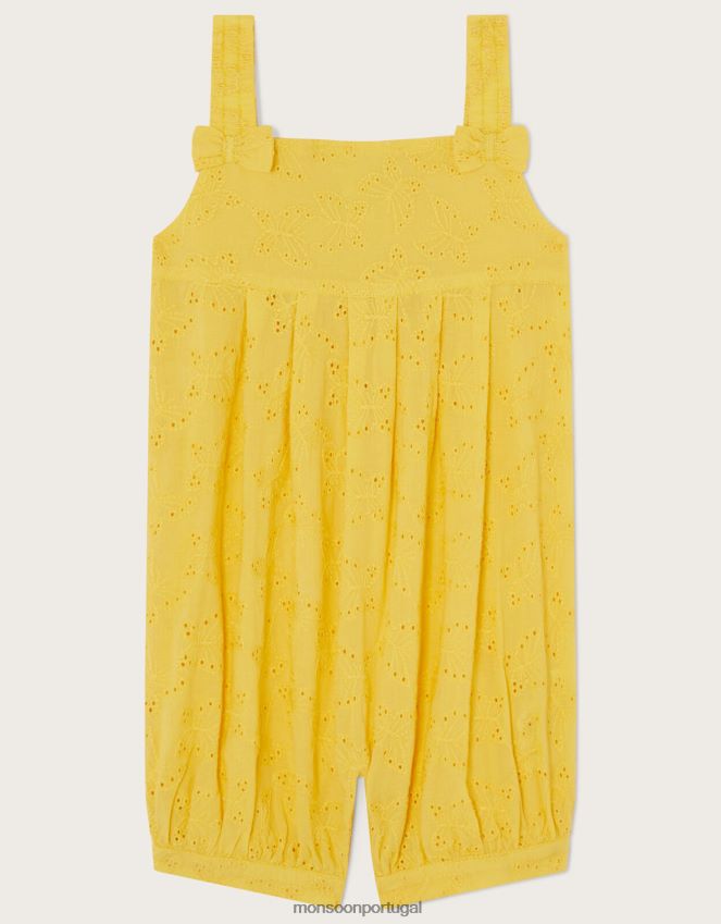 roupas macacão bordado de borboleta para bebê Monsoon garota amarelo RPLH8F2161