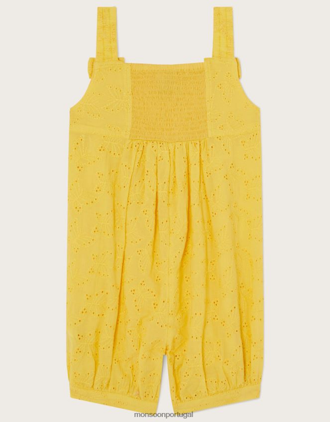 roupas macacão bordado de borboleta para bebê Monsoon garota amarelo RPLH8F2161
