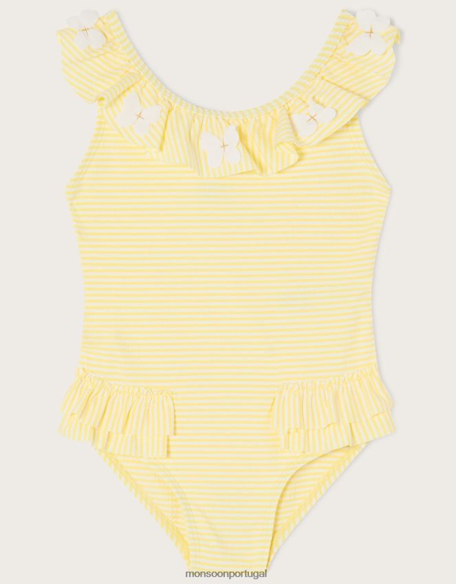 roupas maiô bebê com babado seersucker Monsoon garota amarelo RPLH8F2178