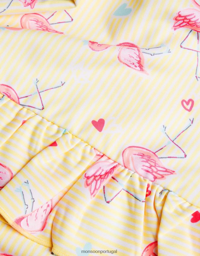 roupas maiô bebê com saia listrada flamingo Monsoon crianças amarelo RPLH8F2147