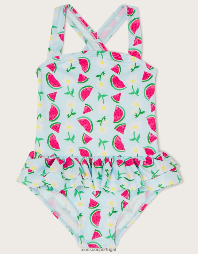 roupas maiô com saia de melancia para bebê Monsoon garota azul RPLH8F2074