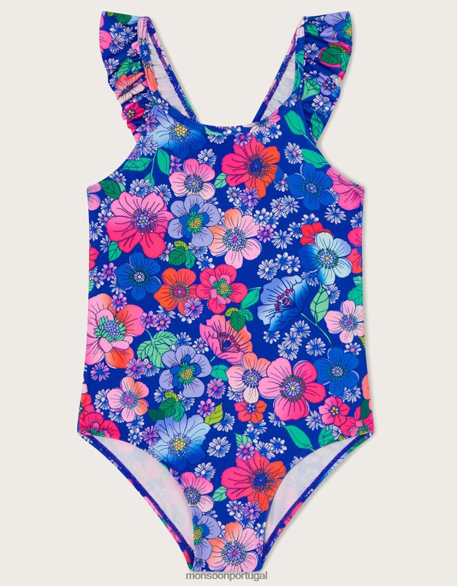 roupas maiô floral retrô Monsoon garota azul RPLH8F1643