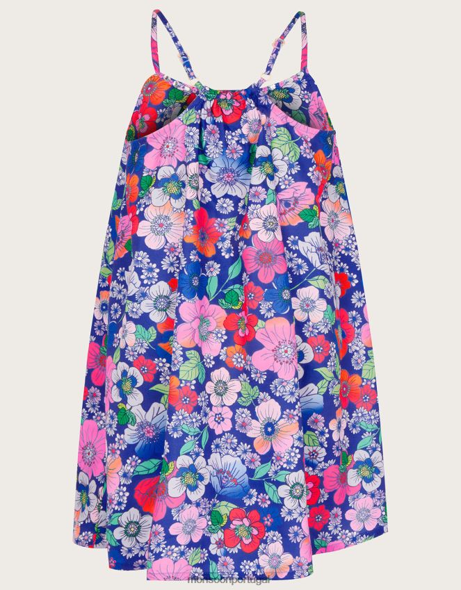 roupas vestido floral retrô Monsoon garota azul RPLH8F1818