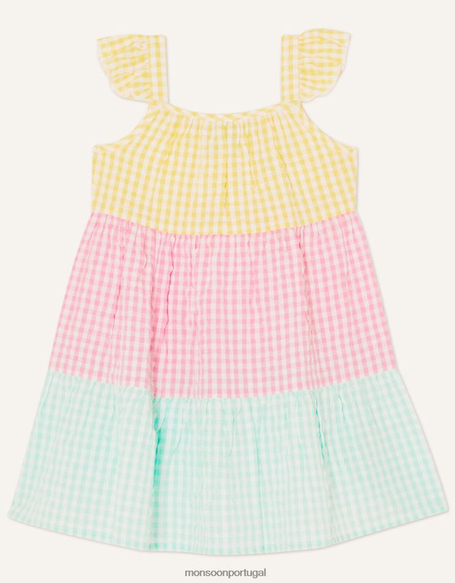 roupas vestido xadrez color block para bebê Monsoon crianças multi RPLH8F2160