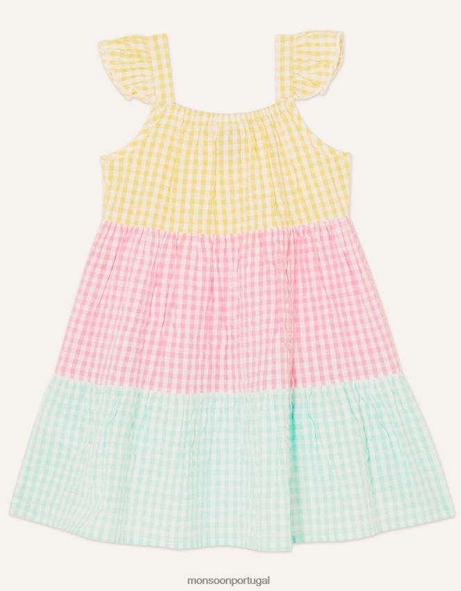 roupas vestido xadrez color block para bebê Monsoon crianças multi RPLH8F2160