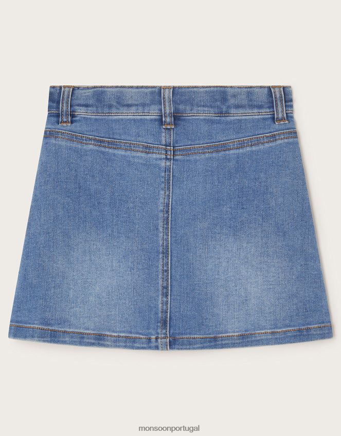 roupas mini-saia jeans Monsoon garota azul RPLH8F1674