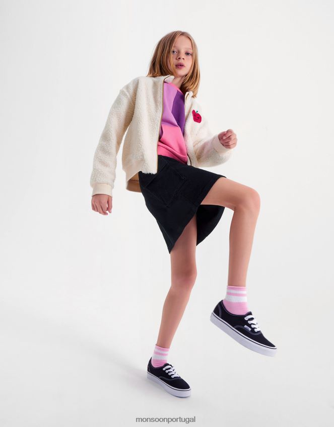 roupas mini-saia jeans Monsoon garota preto RPLH8F1684