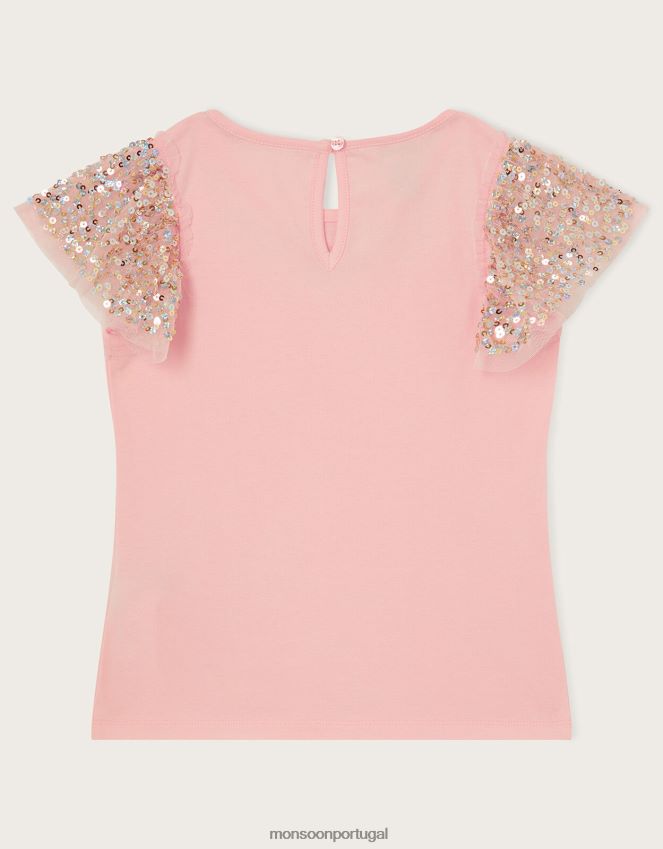 roupas blusa de manga com lantejoulas gemas Monsoon garota rosa (rosa claro) RPLH8F1599