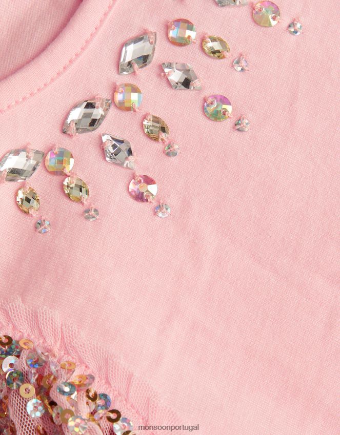 roupas blusa de manga com lantejoulas gemas Monsoon garota rosa (rosa claro) RPLH8F1599