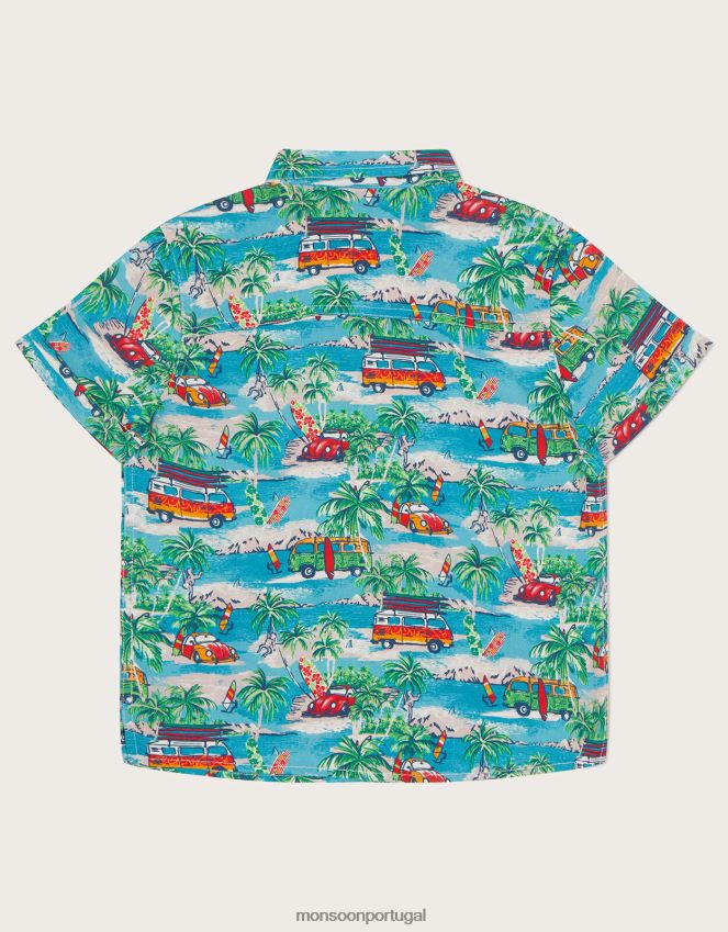 roupas camisa casual ilustrada para campervan Monsoon garoto azul RPLH8F2276