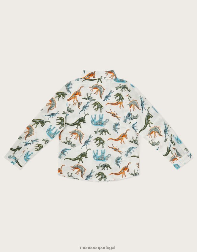 roupas camisa de bolso de dinossauro Monsoon garoto marfim RPLH8F2195