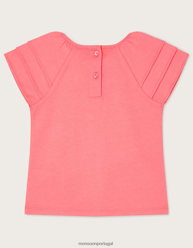 roupas camiseta floral leão para bebê Monsoon garota laranja (coral) RPLH8F2149