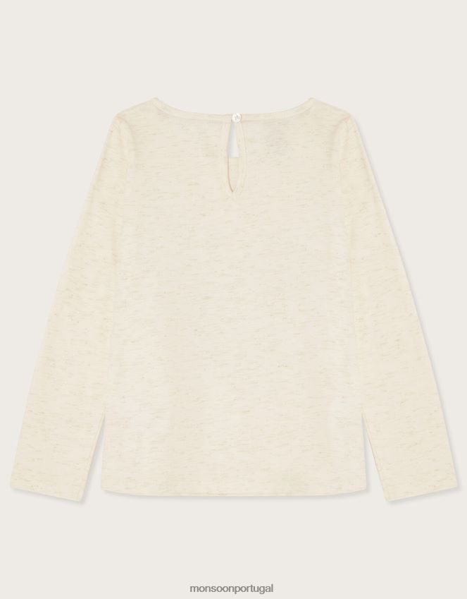 roupas camiseta manga longa esquilo Monsoon garota marfim RPLH8F1642