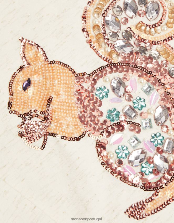 roupas camiseta manga longa esquilo Monsoon garota marfim RPLH8F1642