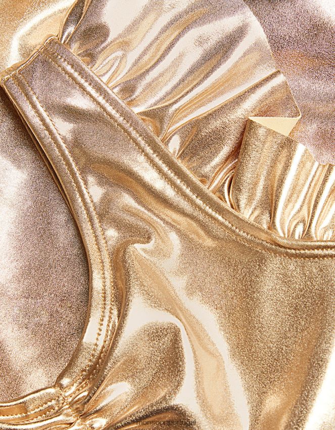 roupas collant de manga com babados da terra das maravilhas Monsoon garota ouro RPLH8F1720