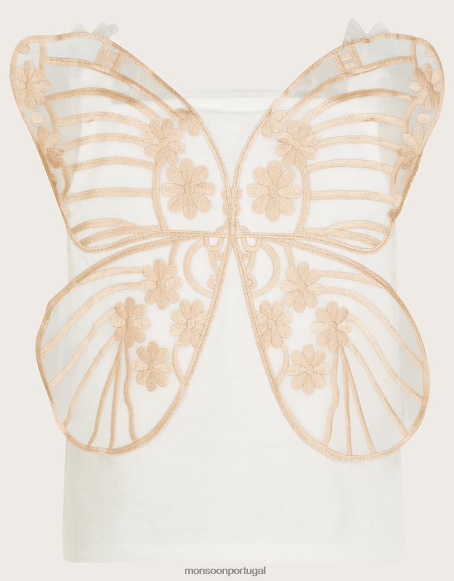 roupas terra das maravilhas asas de borboleta top com tiras Monsoon garota marfim RPLH8F1801