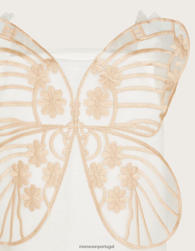 roupas terra das maravilhas asas de borboleta top com tiras Monsoon garota marfim RPLH8F1801