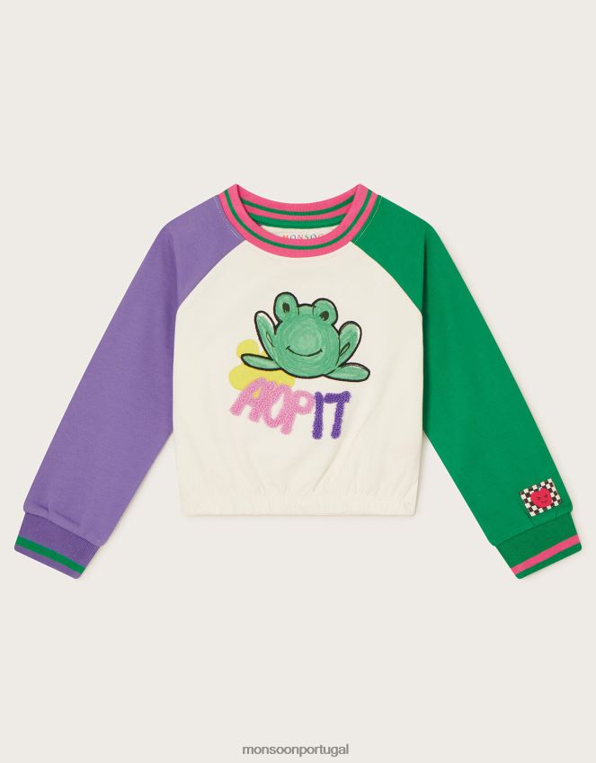 roupas top cropped com cintura elástica sapo Monsoon crianças marfim RPLH8F1654