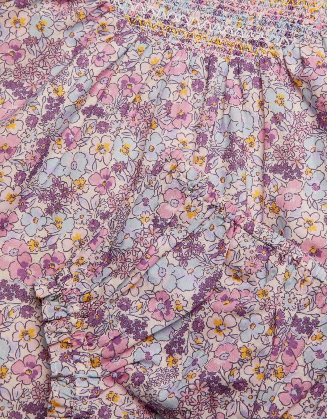 roupas conjunto de vestido recém nascido com estampa ditsy Monsoon crianças roxo (lilás) RPLH8F2176