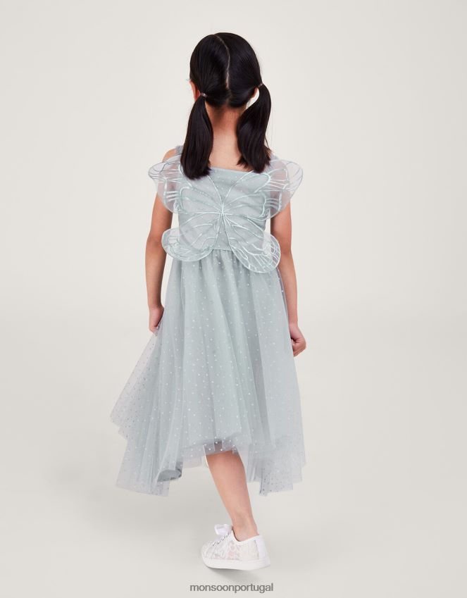 roupas terra das maravilhas vestido com glitter asas de borboleta Monsoon garota cinza RPLH8F1869