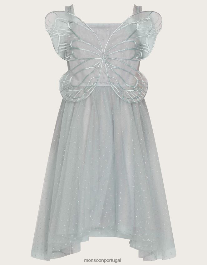 roupas terra das maravilhas vestido com glitter asas de borboleta Monsoon garota cinza RPLH8F1869