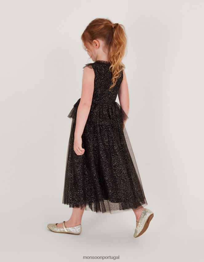 roupas terra das maravilhas vestido maxi com babados Alexandra Monsoon garota preto RPLH8F1686