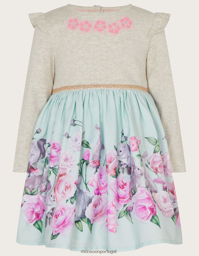 roupas vestido 2 em 1 baby woodland Monsoon garota azul (água) RPLH8F2089