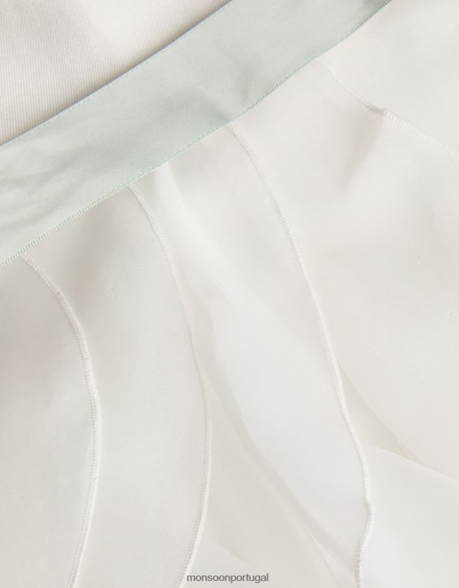 roupas vestido baby cannes organza com babados Monsoon garota marfim RPLH8F2064