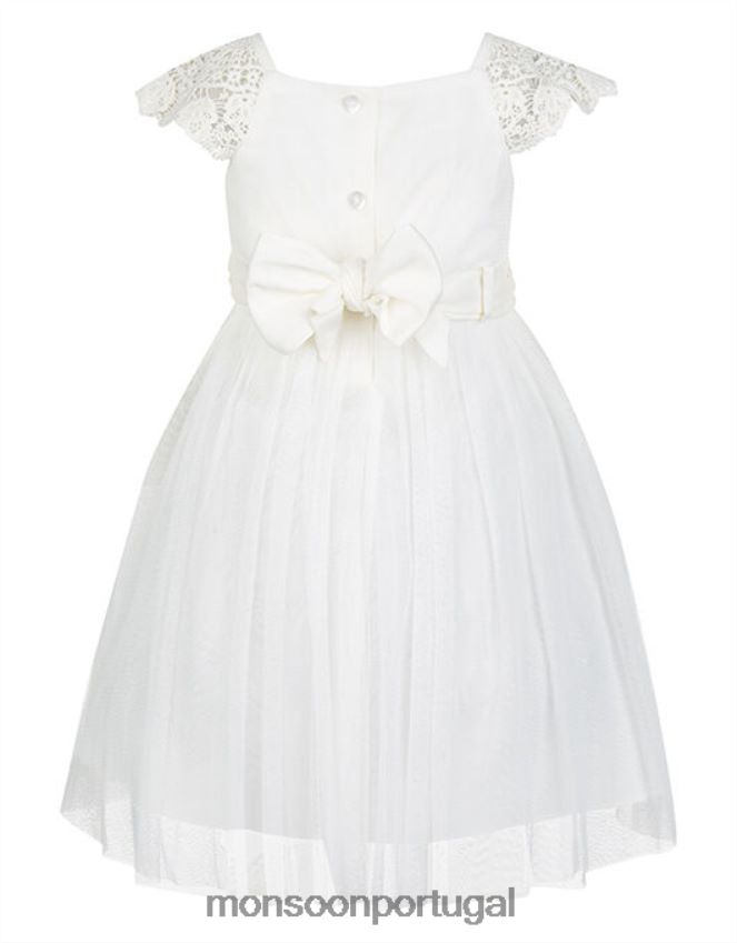 roupas vestido baby estella com corpete em crochê Monsoon garota marfim RPLH8F2183