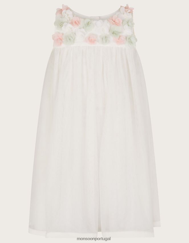 roupas vestido baby fiona flor 3d Monsoon garota marfim RPLH8F2144