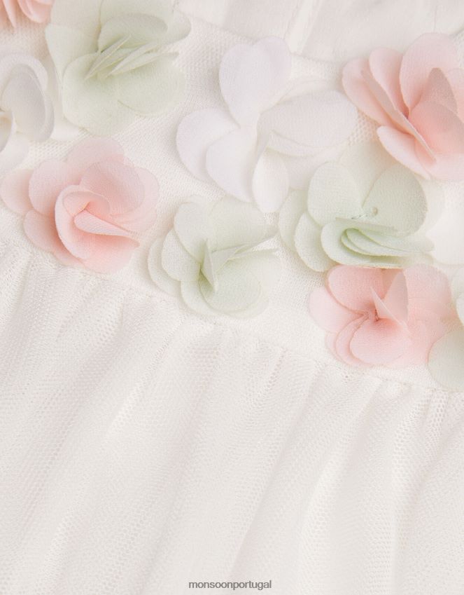 roupas vestido baby fiona flor 3d Monsoon garota marfim RPLH8F2144