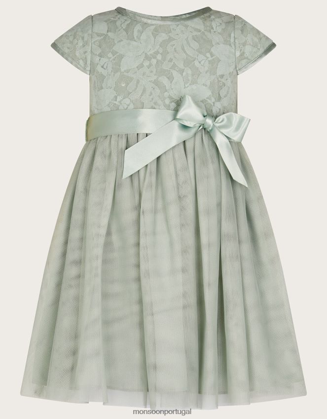roupas vestido baby rendado com lantejoulas verdade Monsoon garota verde RPLH8F2049