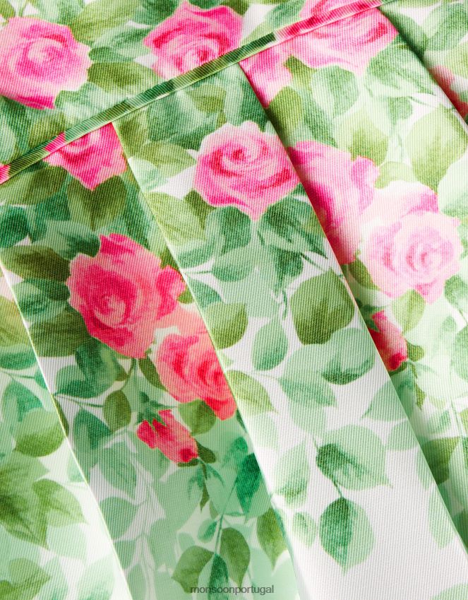 roupas vestido bebê duquesa rosa com estampa botânica Monsoon garota marfim RPLH8F2099