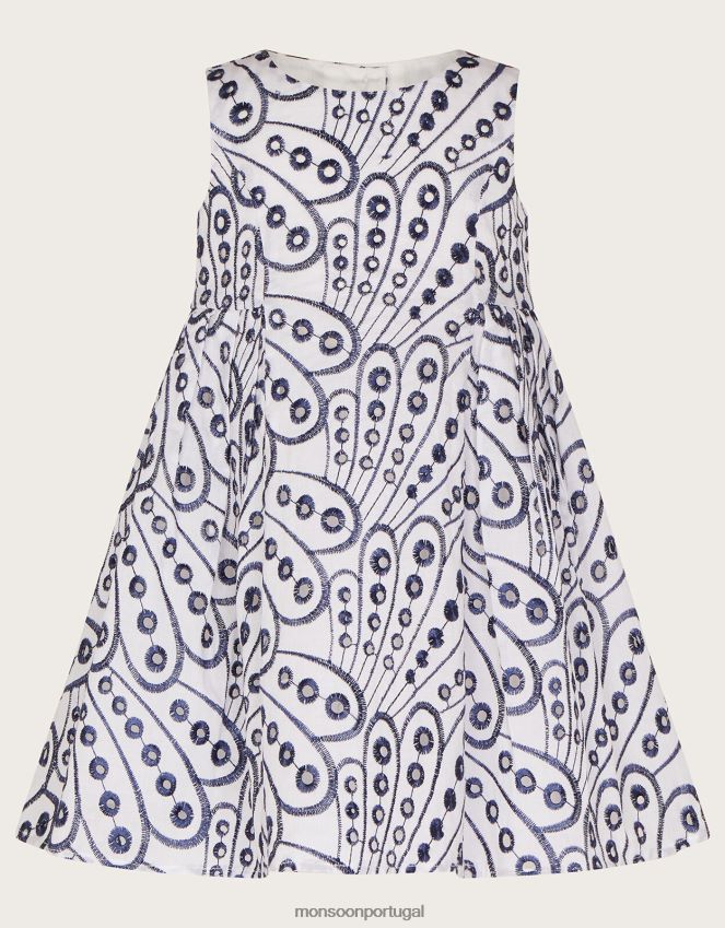 roupas vestido bordado com asas de borboleta para bebê Monsoon garota azul-marinho) RPLH8F2155