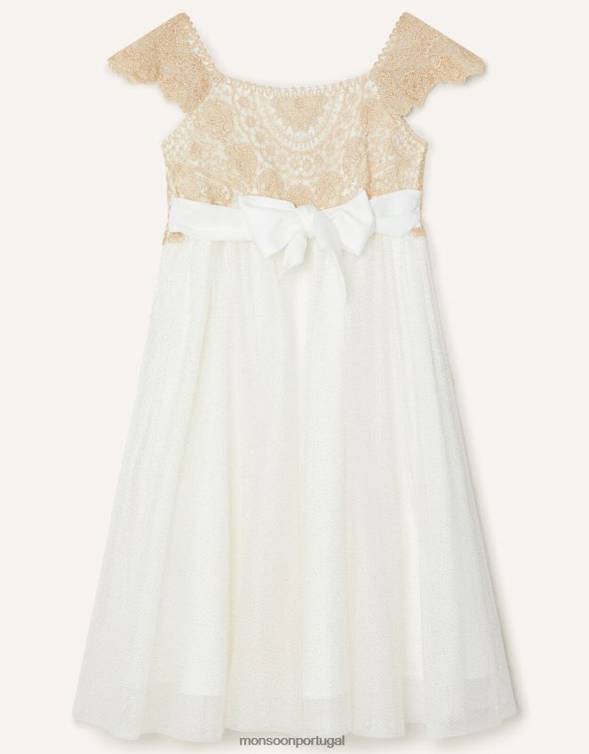 roupas vestido bordado estela Monsoon garota ouro RPLH8F1961