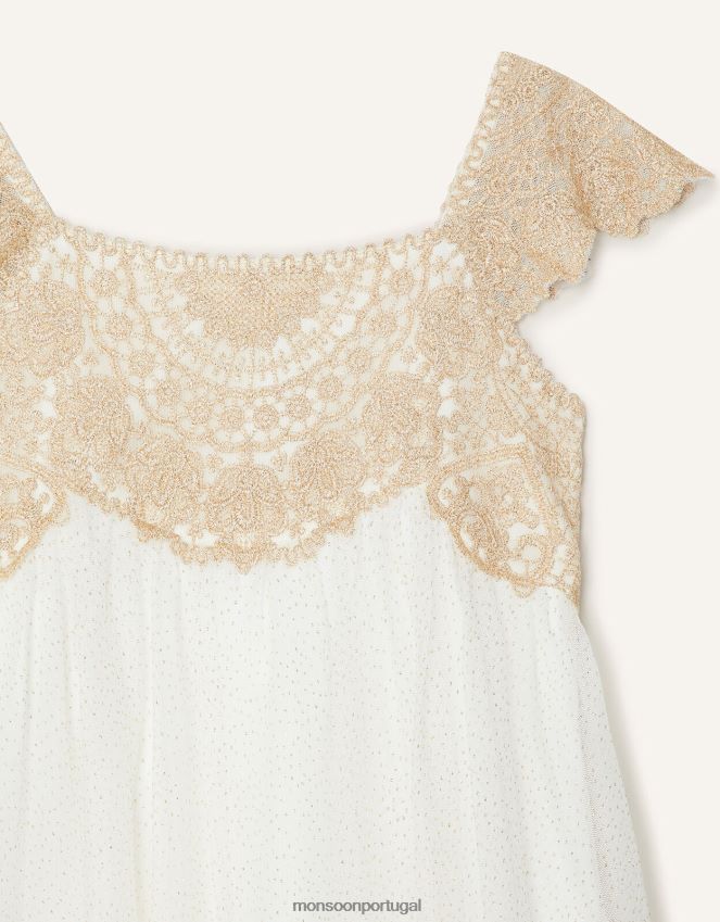 roupas vestido bordado estela Monsoon garota ouro RPLH8F1961