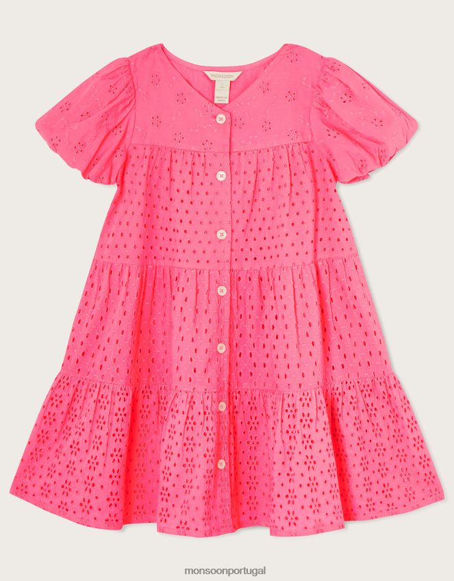 roupas vestido com botões bordados Monsoon garota rosa RPLH8F1991