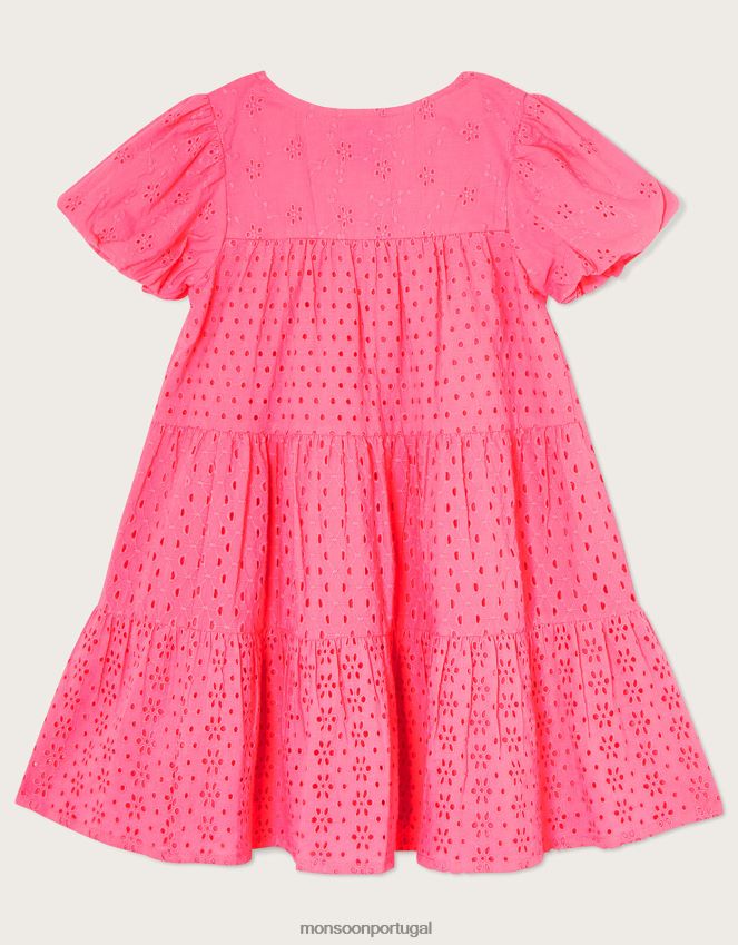 roupas vestido com botões bordados Monsoon garota rosa RPLH8F1991