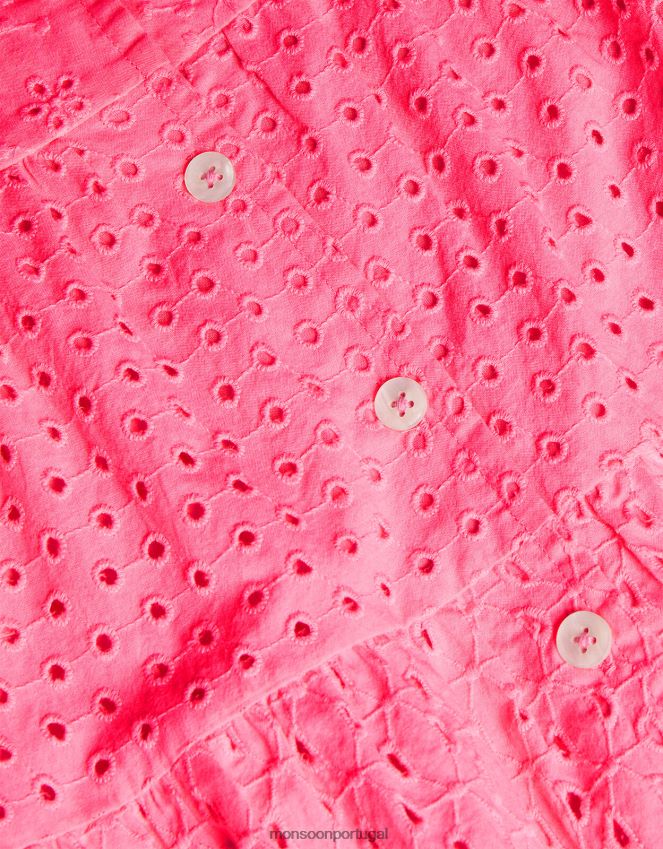 roupas vestido com botões bordados Monsoon garota rosa RPLH8F1991
