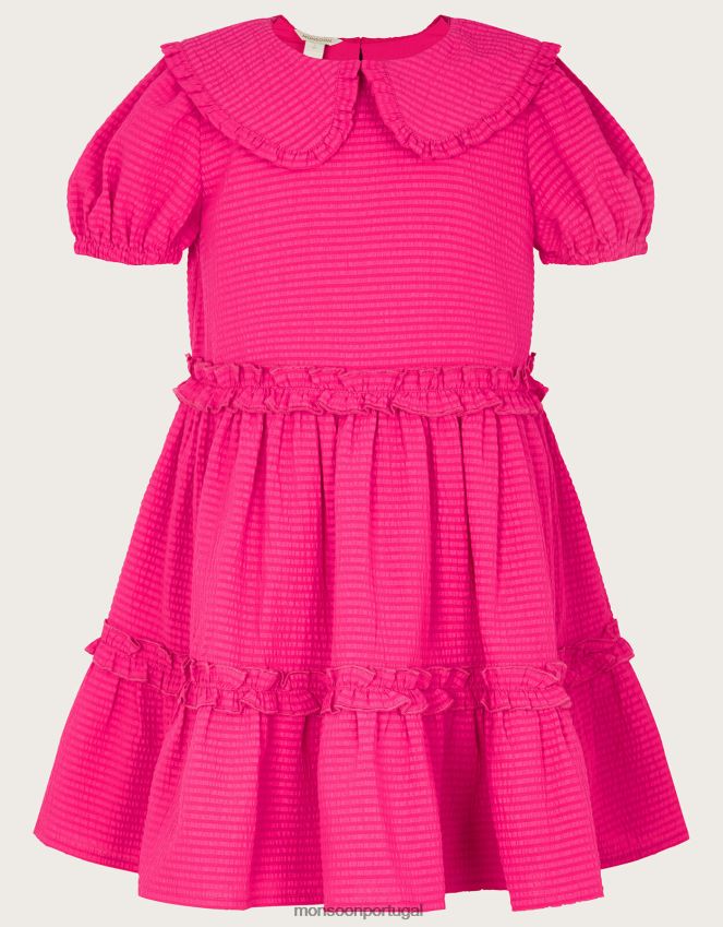 roupas vestido com detalhe de babado na gola Monsoon garota rosa (rosa brilhante) RPLH8F1757