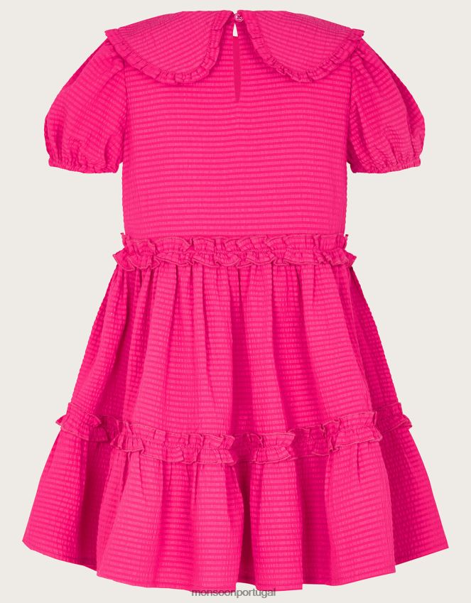 roupas vestido com detalhe de babado na gola Monsoon garota rosa (rosa brilhante) RPLH8F1757