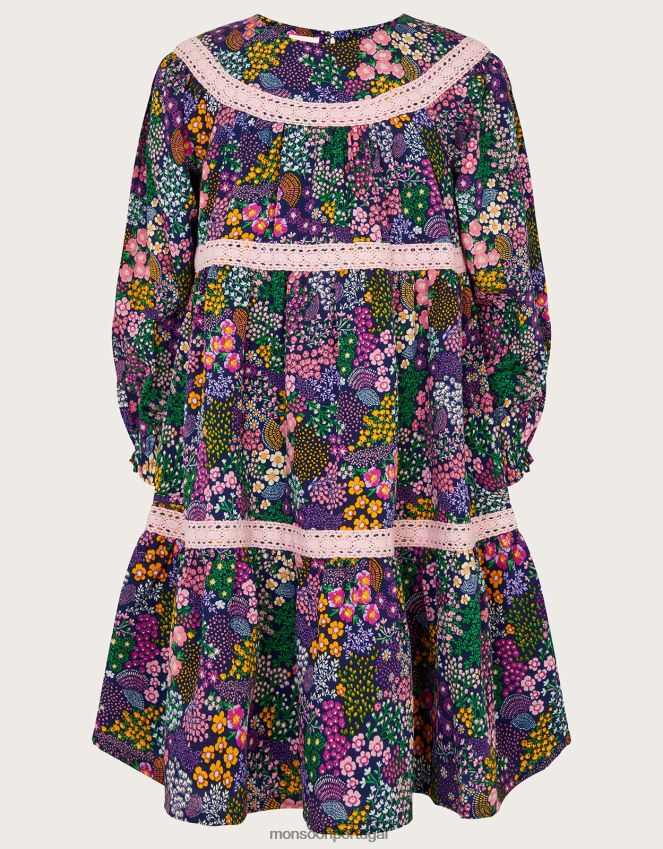roupas vestido com detalhes florais Monsoon garota azul RPLH8F1742