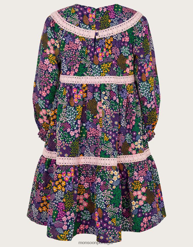 roupas vestido com detalhes florais Monsoon garota azul RPLH8F1742
