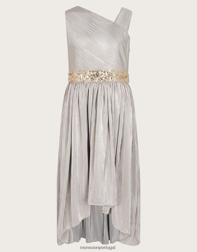 roupas vestido de baile assimétrico Monsoon garota cinza RPLH8F1659