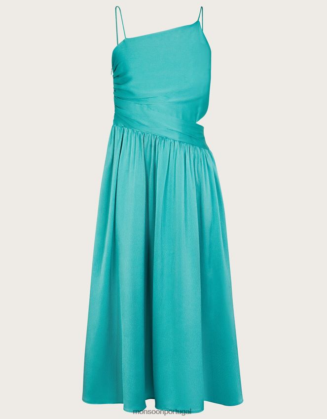 roupas vestido de baile de cetim com recorte Monsoon garota verde RPLH8F1887